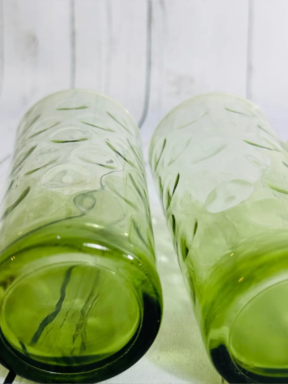 Vintage MCM Set of 3 El Dorado Hazel Atlas Glass Company Avocado green  Glasses